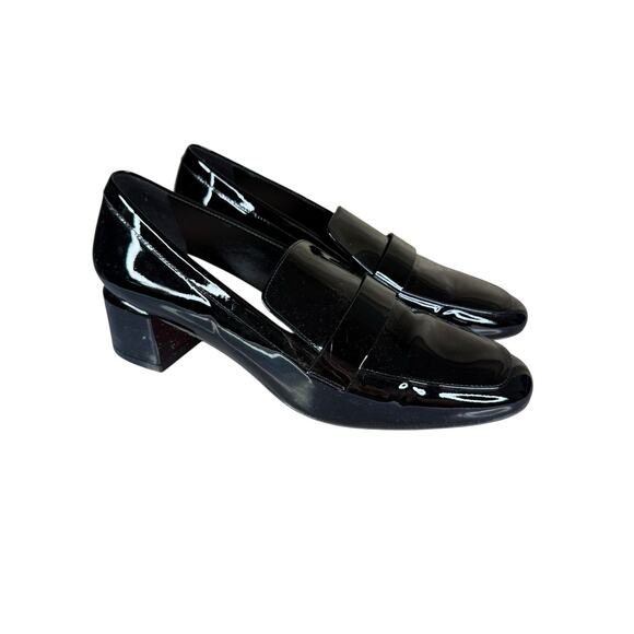 Stuart Weitzman Sleek 60 Black Patent Leather Loafer Heels Size 8B with Dustbag - Picture 5 of 12
